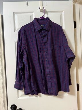 Club Room Purple Plaid Long-Sleeve Button-Down Shirt